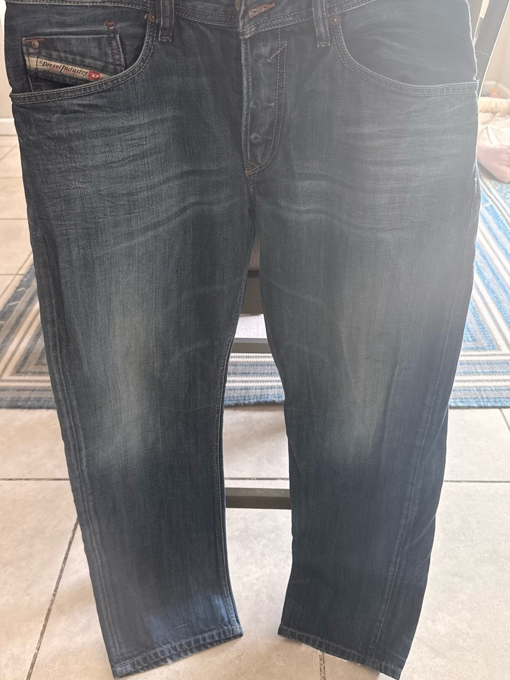 Diesel Men’s Straight Jeans in Faded Blue
